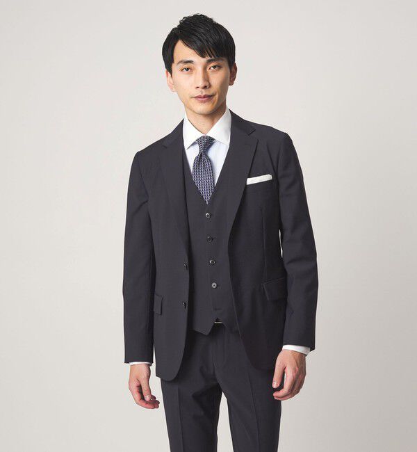 UNITED ARROWS green label relaxing「A+ TWPU トロピカル無地 2B スリム セットアップ ジャケット -ウォッシャブル・ストレッチ-」|スーツ|NAVY