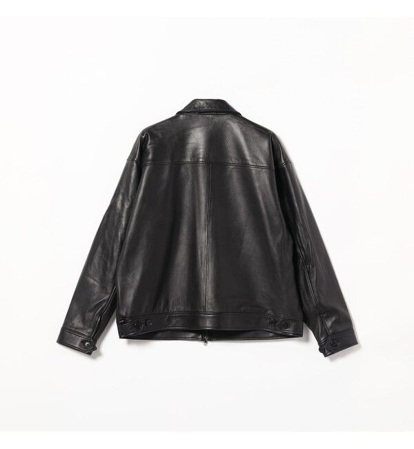 BEAMS「ワイドフィット レザー ジップブルゾン」|ブルゾン・スタジャン|