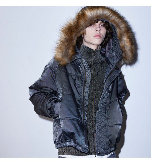 BEAMS「ガーメントダイ N-2B ジャケット」|ブルゾン・スタジャン|S/BLACK