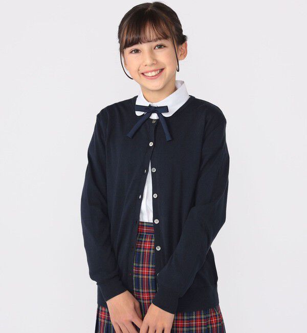 SHIPS KIDS「SHIPS KIDS:140～150cm / 14GG クルーネック カーディガン」|カーディガン|