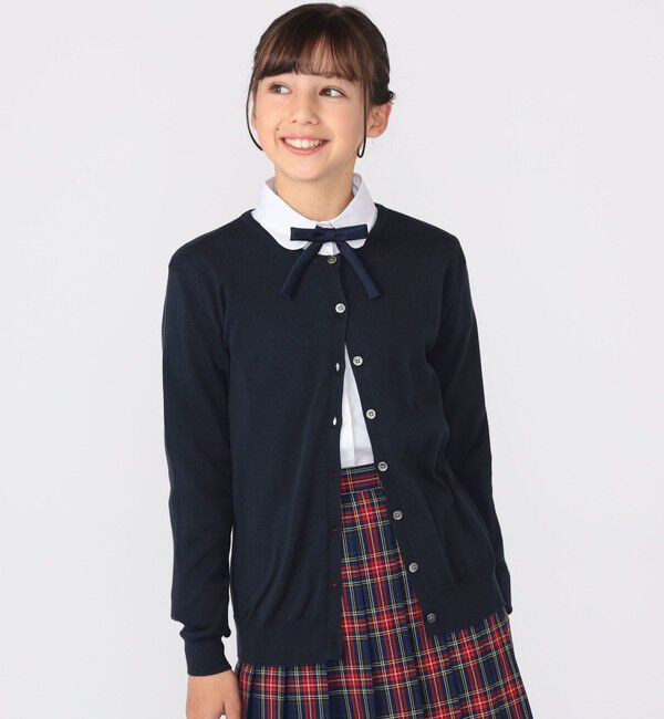 SHIPS KIDS「SHIPS KIDS:140～150cm / 14GG クルーネック カーディガン」|カーディガン|