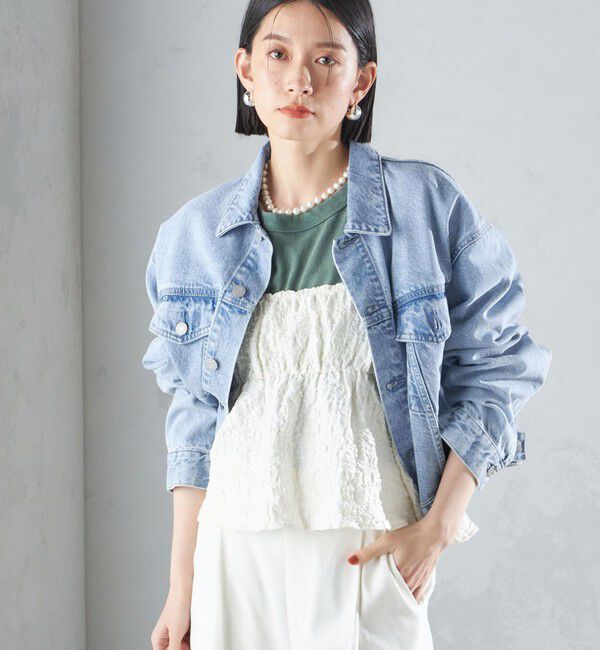 SHIPS for women「〈洗濯機可能〉クロップド デニム ジャケット 24SS ◇」|その他|サックスブルー