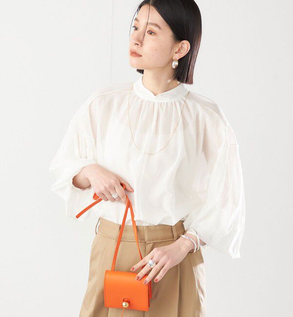 SHIPS for women「〈手洗い可能〉ボイル オーガンジー シャーリング ボリューム ブラウス 24SS ◇」|シャツ・ブラウス|オフホワイト