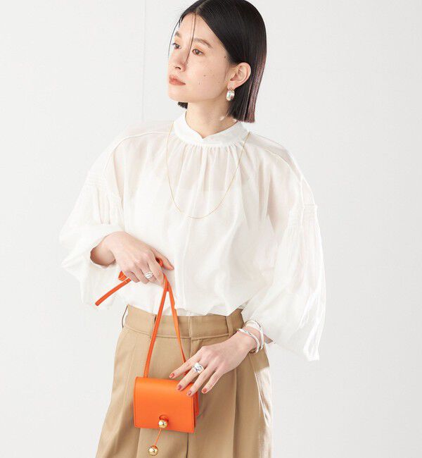 SHIPS for women「〈手洗い可能〉ボイル オーガンジー シャーリング ボリューム ブラウス 24SS ◇」|シャツ・ブラウス|