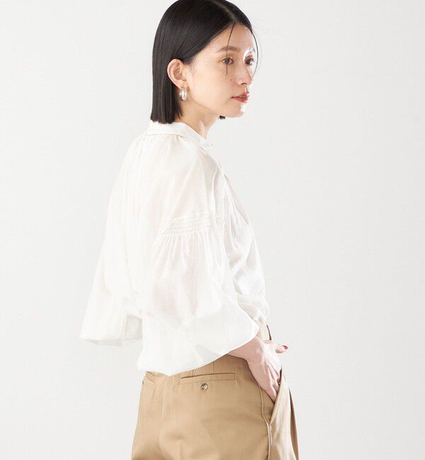 SHIPS for women「〈手洗い可能〉ボイル オーガンジー シャーリング ボリューム ブラウス 24SS ◇」|シャツ・ブラウス|