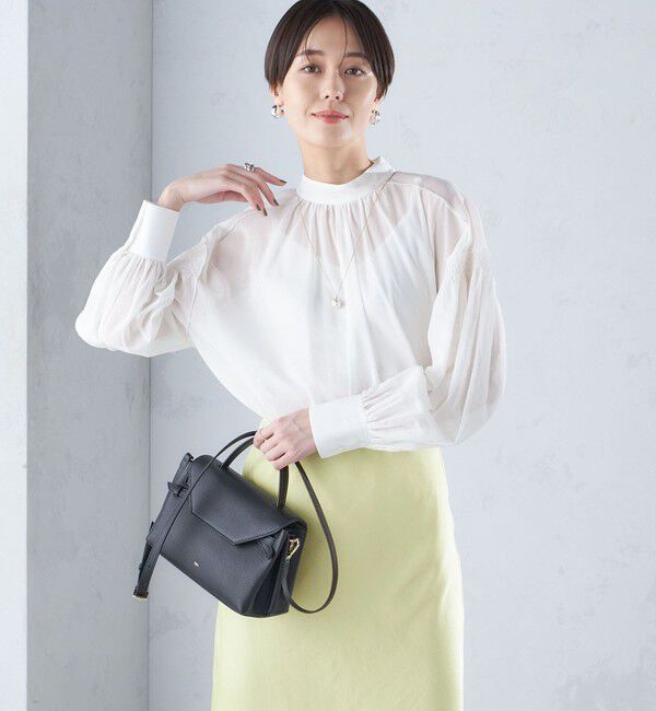 SHIPS for women「〈手洗い可能〉ボイル オーガンジー シャーリング ボリューム ブラウス 24SS ◇」|シャツ・ブラウス|