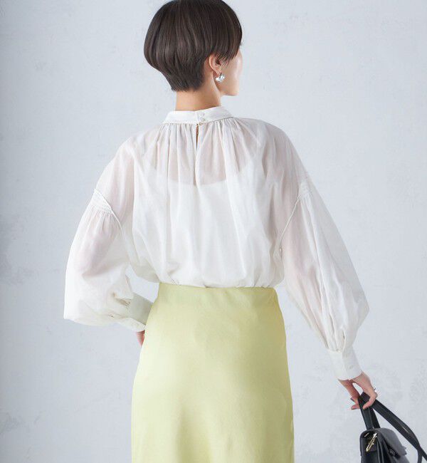 SHIPS for women「〈手洗い可能〉ボイル オーガンジー シャーリング ボリューム ブラウス 24SS ◇」|シャツ・ブラウス|