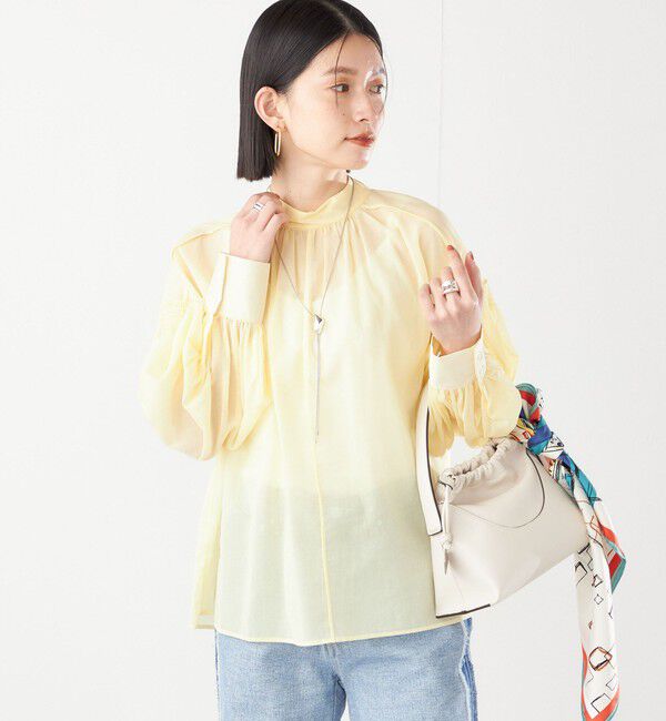 SHIPS for women「〈手洗い可能〉ボイル オーガンジー シャーリング ボリューム ブラウス 24SS ◇」|シャツ・ブラウス|