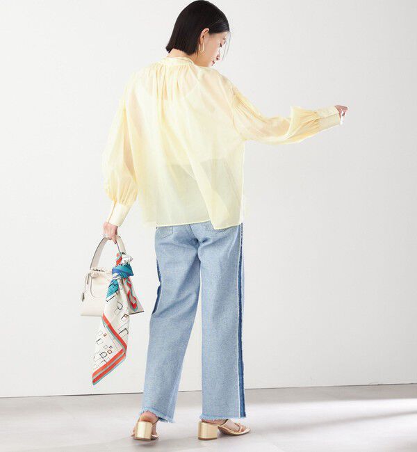 SHIPS for women「〈手洗い可能〉ボイル オーガンジー シャーリング ボリューム ブラウス 24SS ◇」|シャツ・ブラウス|