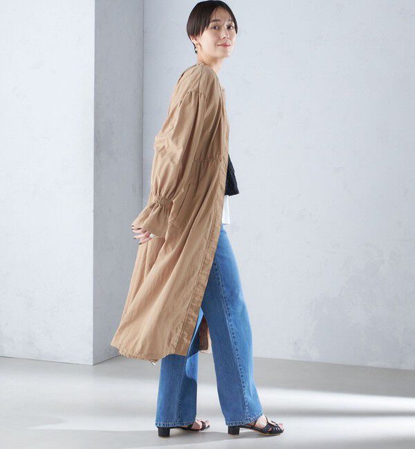 SHIPS for women「〈撥水加工/手洗い可能〉裾 ドロスト ノーカラー ロング コート 24SS ◇」|ノーカラーコート|