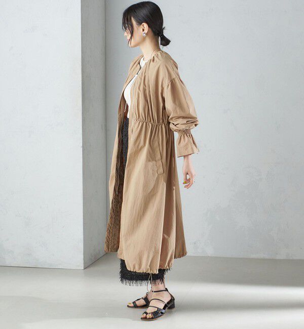 SHIPS for women「〈撥水加工/手洗い可能〉裾 ドロスト ノーカラー ロング コート 24SS ◇」|ノーカラーコート|