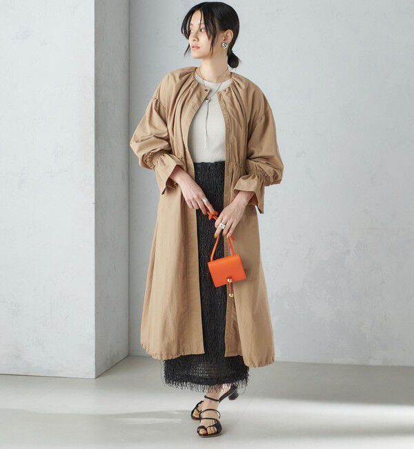 SHIPS for women「〈撥水加工/手洗い可能〉裾 ドロスト ノーカラー ロング コート 24SS ◇」|ノーカラーコート|