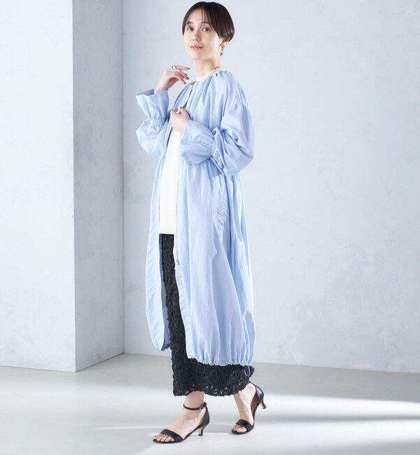 SHIPS for women「〈撥水加工/手洗い可能〉裾 ドロスト ノーカラー ロング コート 24SS ◇」|ノーカラーコート|