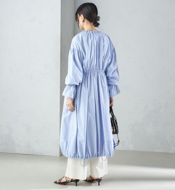 SHIPS for women「〈撥水加工/手洗い可能〉裾 ドロスト ノーカラー ロング コート 24SS ◇」|ノーカラーコート|