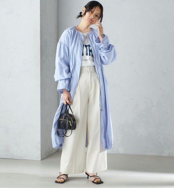 SHIPS for women「〈撥水加工/手洗い可能〉裾 ドロスト ノーカラー ロング コート 24SS ◇」|ノーカラーコート|