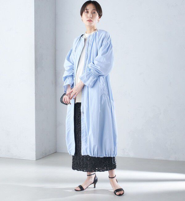 SHIPS for women「〈撥水加工/手洗い可能〉裾 ドロスト ノーカラー ロング コート 24SS ◇」|ノーカラーコート|