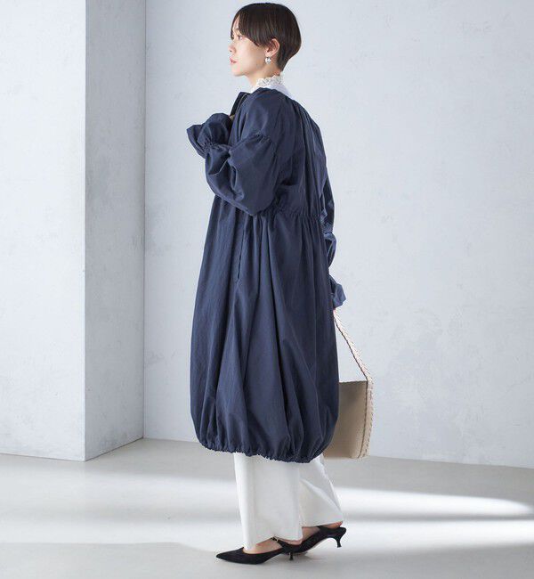 SHIPS for women「〈撥水加工/手洗い可能〉裾 ドロスト ノーカラー ロング コート 24SS ◇」|ノーカラーコート|