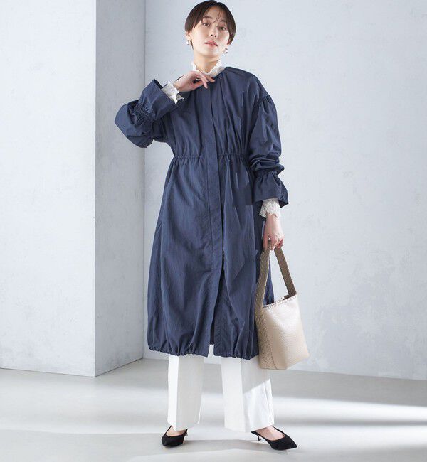 SHIPS for women「〈撥水加工/手洗い可能〉裾 ドロスト ノーカラー ロング コート 24SS ◇」|ノーカラーコート|