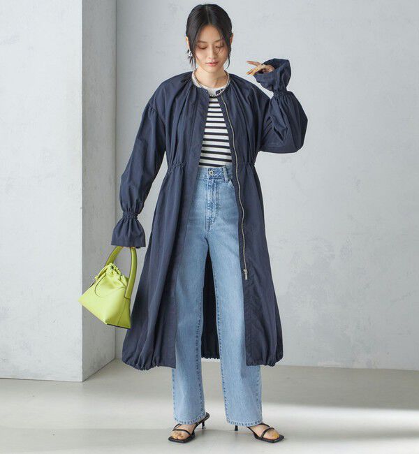 SHIPS for women「〈撥水加工/手洗い可能〉裾 ドロスト ノーカラー ロング コート 24SS ◇」|ノーカラーコート|