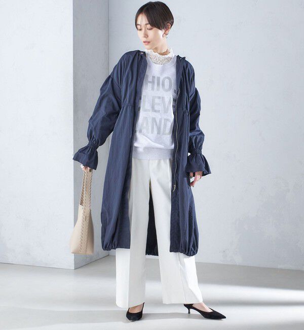 SHIPS for women「〈撥水加工/手洗い可能〉裾 ドロスト ノーカラー ロング コート 24SS ◇」|ノーカラーコート|