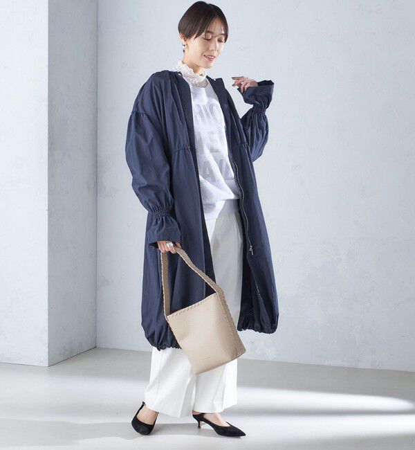 SHIPS for women「〈撥水加工/手洗い可能〉裾 ドロスト ノーカラー ロング コート 24SS ◇」|ノーカラーコート|