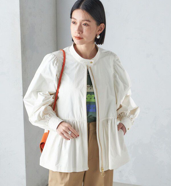 SHIPS for women「〈手洗い可能〉割繊 ナイロン スタンドカラー ギャザー ブルゾン◇」|ブルゾン・スタジャン|