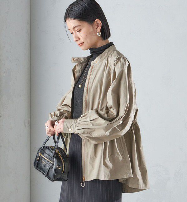 SHIPS for women「〈手洗い可能〉割繊 ナイロン スタンドカラー ギャザー ブルゾン◇」|ブルゾン・スタジャン|