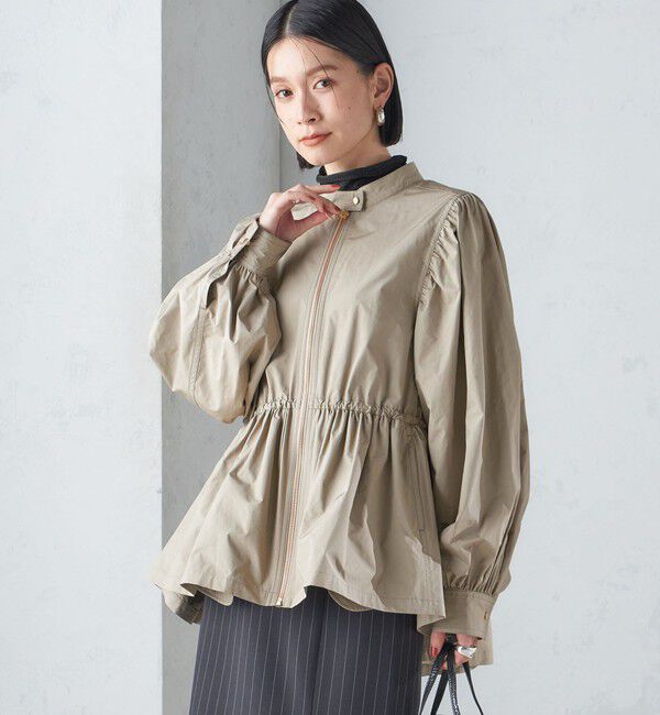 SHIPS for women「〈手洗い可能〉割繊 ナイロン スタンドカラー ギャザー ブルゾン◇」|ブルゾン・スタジャン|
