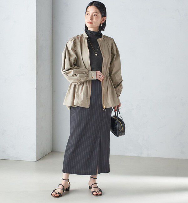 SHIPS for women「〈手洗い可能〉割繊 ナイロン スタンドカラー ギャザー ブルゾン◇」|ブルゾン・スタジャン|