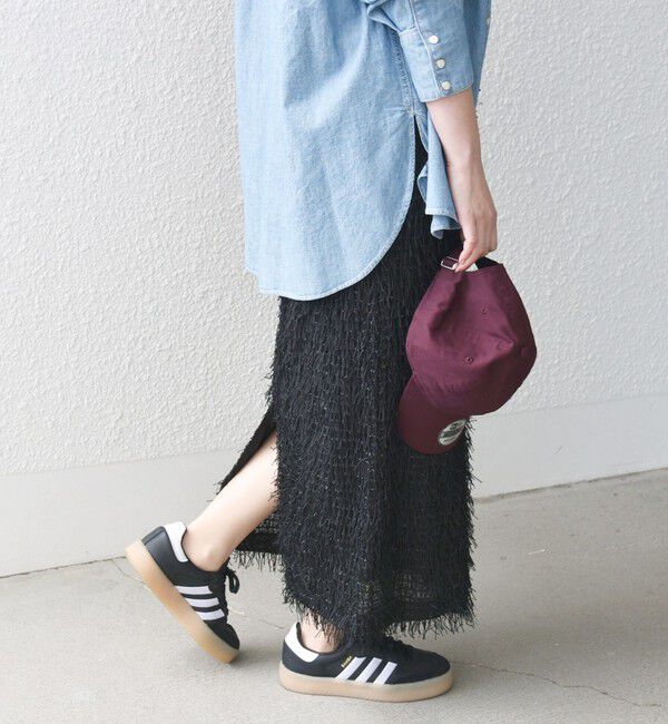 SHIPS for women「【WEB限定】〈手洗い可能〉フリンジ ラメ タイト スカート」|スカート|ブラック