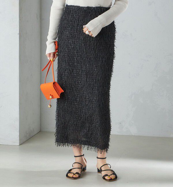 SHIPS for women「【WEB限定】〈手洗い可能〉フリンジ ラメ タイト スカート」|スカート|