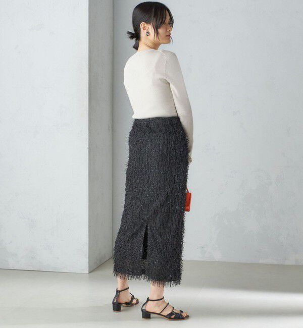 SHIPS for women「【WEB限定】〈手洗い可能〉フリンジ ラメ タイト スカート」|スカート|