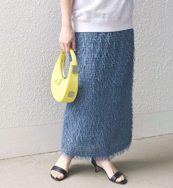 SHIPS for women「【WEB限定】〈手洗い可能〉フリンジ ラメ タイト スカート」|スカート|ブルー