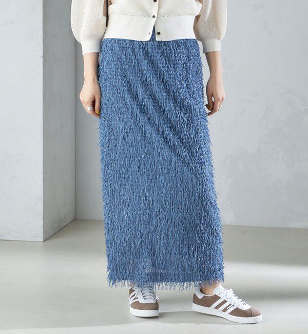 SHIPS for women「【WEB限定】〈手洗い可能〉フリンジ ラメ タイト スカート」|スカート|