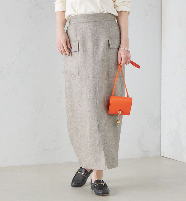 SHIPS for women「麻混 ストライプ 無地 ポケット タイト スカート ◇」|スカート|