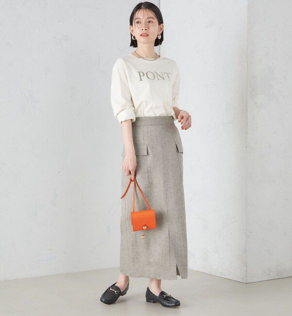 SHIPS for women「麻混 ストライプ 無地 ポケット タイト スカート ◇」|スカート|