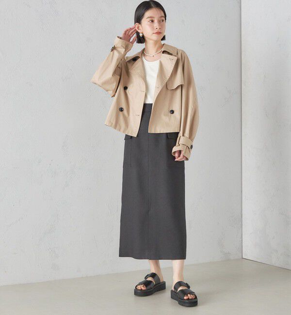 SHIPS for women「麻混 ストライプ 無地 ポケット タイト スカート ◇」|スカート|