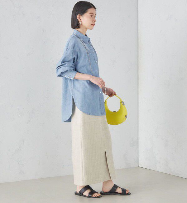 SHIPS for women「麻混 ストライプ 無地 ポケット タイト スカート ◇」|スカート|