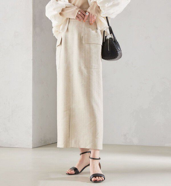 SHIPS for women「麻混 ストライプ 無地 ポケット タイト スカート ◇」|スカート|