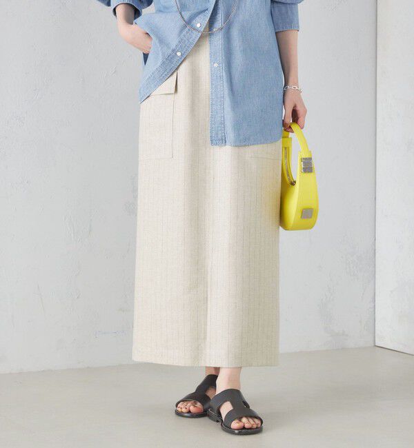 SHIPS for women「麻混 ストライプ 無地 ポケット タイト スカート ◇」|スカート|