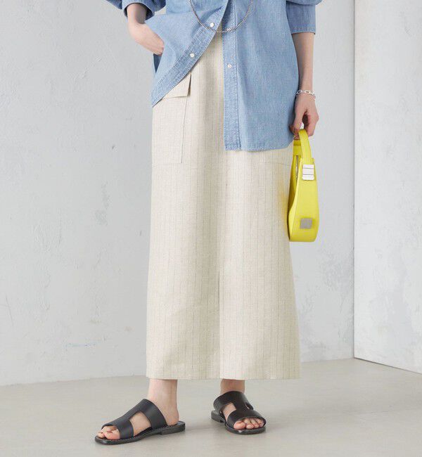 SHIPS for women「麻混 ストライプ 無地 ポケット タイト スカート ◇」|スカート|