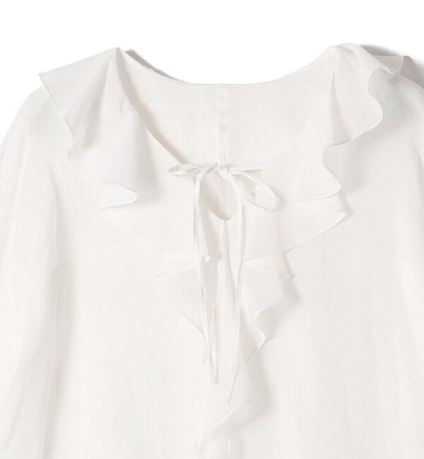 SHIPS for women「* 〈手洗い可能〉強撚 コットン シアー ボイル フリル ブラウス ◇」|シャツ・ブラウス|