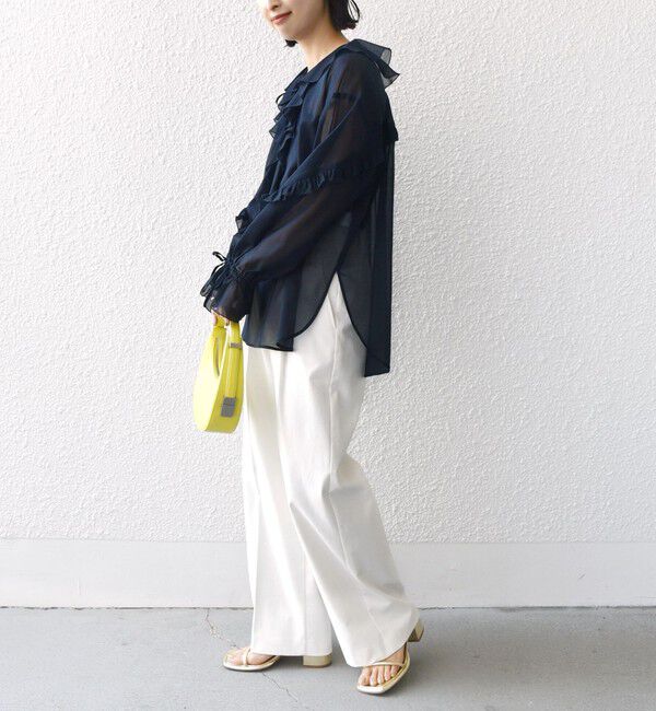 SHIPS for women「* 〈手洗い可能〉強撚 コットン シアー ボイル フリル ブラウス ◇」|シャツ・ブラウス|