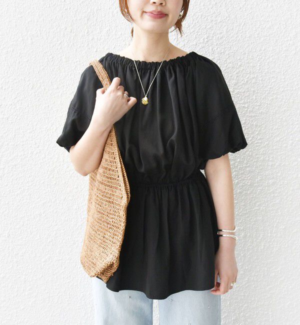 SHIPS for women「【WEB限定】〈洗濯機可能〉麻混 2WAY オフショルダー ブラウス」|シャツ・ブラウス|ブラック
