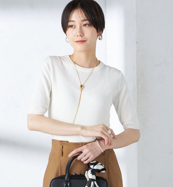 SHIPS for women「〈手洗い可能〉コットン ナイロン リブ ニット TEE」|ニット・セーター|