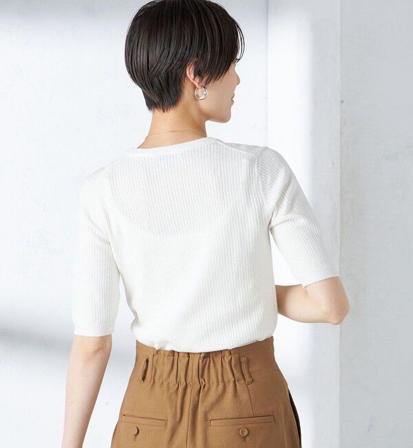 SHIPS for women「〈手洗い可能〉コットン ナイロン リブ ニット TEE」|ニット・セーター|