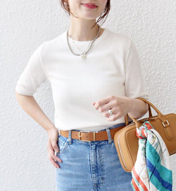 SHIPS for women「〈手洗い可能〉コットン ナイロン リブ ニット TEE」|ニット・セーター|