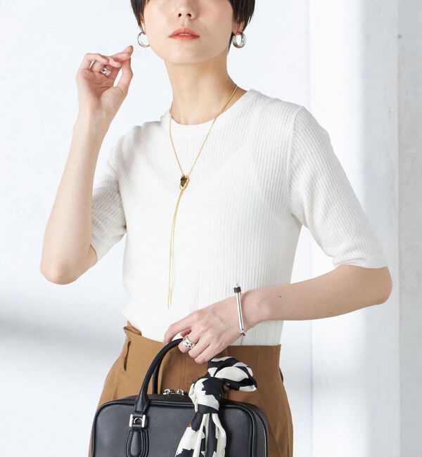 SHIPS for women「〈手洗い可能〉コットン ナイロン リブ ニット TEE」|ニット・セーター|