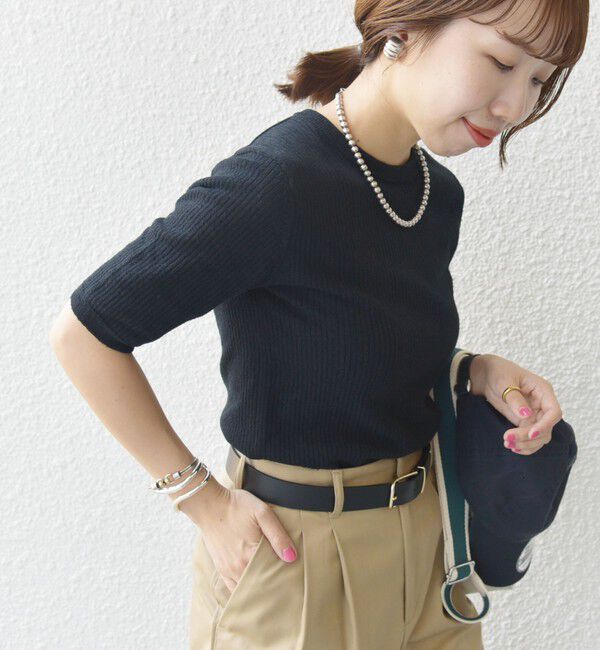 SHIPS for women「〈手洗い可能〉コットン ナイロン リブ ニット TEE」|ニット・セーター|
