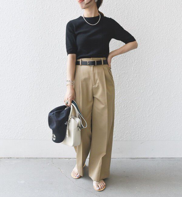 SHIPS for women「〈手洗い可能〉コットン ナイロン リブ ニット TEE」|ニット・セーター|